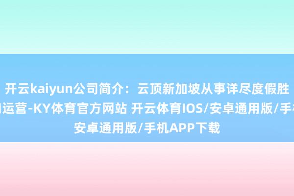 开云kaiyun公司简介：云顶新加坡从事详尽度假胜地的竖立和运营-KY体育官方网站 开云体育IOS/安卓通用版/手机APP下载